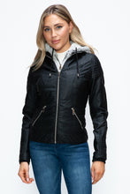 Load image into Gallery viewer, YMI Faux Layered Double-Zipper Jacket with Fuzzy Hood