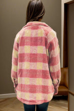 Load image into Gallery viewer, Slit Plaid Collared Neck Shacket