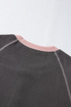 Load image into Gallery viewer, Textured Contrast Stitching Raglan Sleeve Top