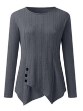 Load image into Gallery viewer, Decorative Button Round Neck Long Sleeve Top