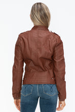 Load image into Gallery viewer, Snobbish PU Leather Biker Jacket with Side Zip Pockets