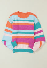 Load image into Gallery viewer, Striped Round Neck Drop Shoulder Sweater