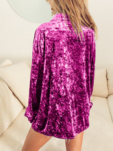 Load image into Gallery viewer, Collared Neck Long Sleeve Velvet Shirt
