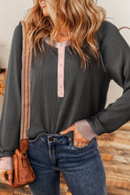 Load image into Gallery viewer, Textured Contrast Stitching Raglan Sleeve Top