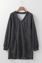 Load image into Gallery viewer, Striped V-Neck Long Sleeve Mini Dress