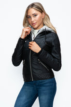 Load image into Gallery viewer, YMI Faux Layered Double-Zipper Jacket with Fuzzy Hood