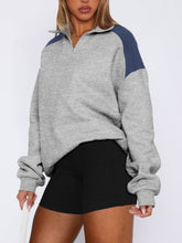 Load image into Gallery viewer, Contrast Quarter Zip Long Sleeve Sweatshirt