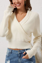 Load image into Gallery viewer, Ribbed Surplice Long Sleeve Sweater