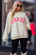 Load image into Gallery viewer, HOWDY Patched Round Neck Sherpa Sweatshirt