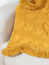 Load image into Gallery viewer, Fuzzy Hem Cable-Knit Poncho