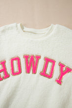 Load image into Gallery viewer, HOWDY Patched Round Neck Sherpa Sweatshirt