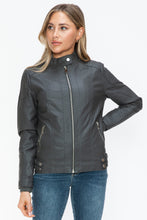 Load image into Gallery viewer, Snobbish Faux Leather Biker Jacket with Side Zip Pockets