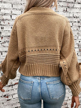 Load image into Gallery viewer, Cable-Knit Tied Open Front Lantern Sleeve Cardigan
