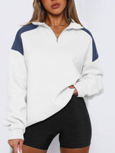 Load image into Gallery viewer, Contrast Quarter Zip Long Sleeve Sweatshirt