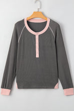 Load image into Gallery viewer, Textured Contrast Stitching Raglan Sleeve Top