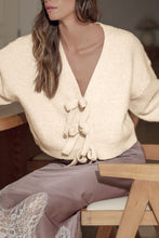 Load image into Gallery viewer, Bowknot Front V Neck Long Sleeve Cardigan