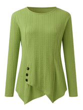 Load image into Gallery viewer, Decorative Button Round Neck Long Sleeve Top
