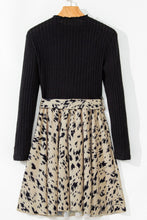 Load image into Gallery viewer, Printed Tie Waist Mock Neck Long Sleeve Dress