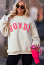 Load image into Gallery viewer, HOWDY Patched Round Neck Sherpa Sweatshirt