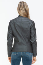 Load image into Gallery viewer, Snobbish Faux Leather Biker Jacket with Side Zip Pockets