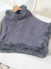 Load image into Gallery viewer, Fuzzy Hem Cable-Knit Poncho