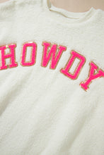Load image into Gallery viewer, HOWDY Patched Round Neck Sherpa Sweatshirt