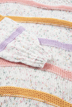 Load image into Gallery viewer, Contrast Striped Round Neck Dropped Shoulder Sweater