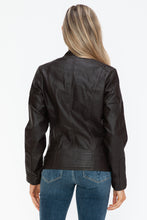 Load image into Gallery viewer, Snobbish Faux Leather Biker Jacket with Side Zip Pockets