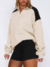 Load image into Gallery viewer, Contrast Quarter Zip Long Sleeve Sweatshirt