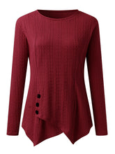 Load image into Gallery viewer, Decorative Button Round Neck Long Sleeve Top