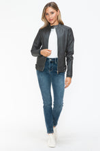 Load image into Gallery viewer, Snobbish Faux Leather Biker Jacket with Side Zip Pockets