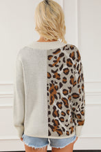 Load image into Gallery viewer, Leopard V Neck Drop Shoulder Sweater