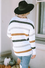 Load image into Gallery viewer, Striped Round Neck Dropped Shoulder Sweater