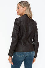 Load image into Gallery viewer, Snobbish Faux Leather Biker Jacket with Side Zip Pockets