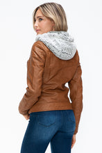 Load image into Gallery viewer, YMI Faux Layered Double-Zipper Jacket with Fuzzy Hood