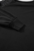 Load image into Gallery viewer, Lace Detail Round Neck Lantern Sleeve Top