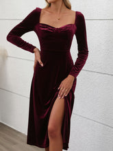 Load image into Gallery viewer, Perfee Sweetheart Neck Long Sleeve Midi Dress