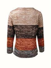 Load image into Gallery viewer, Color Block Quarter Zip Long Sleeve Blouse