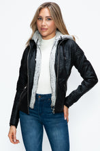Load image into Gallery viewer, YMI Faux Layered Double-Zipper Jacket with Fuzzy Hood