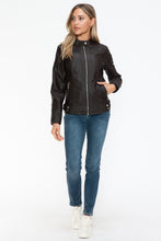 Load image into Gallery viewer, Snobbish Faux Leather Biker Jacket with Side Zip Pockets