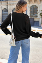 Load image into Gallery viewer, Lace Detail Round Neck Lantern Sleeve Top