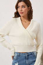 Load image into Gallery viewer, Ribbed Surplice Long Sleeve Sweater