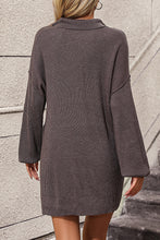Load image into Gallery viewer, Collared Neck Long Sleeve Sweater Dress with Pockets