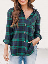Load image into Gallery viewer, Plaid Collared Neck Long Sleeve Shirt