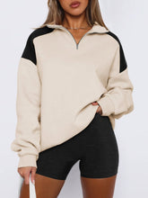 Load image into Gallery viewer, Contrast Quarter Zip Long Sleeve Sweatshirt