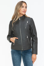 Load image into Gallery viewer, Snobbish Faux Leather Zip Up Mock Neck Jacket