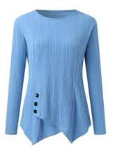 Load image into Gallery viewer, Decorative Button Round Neck Long Sleeve Top