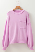 Load image into Gallery viewer, Roll Hem Ribbed Detail Drop Shoulder Sweater
