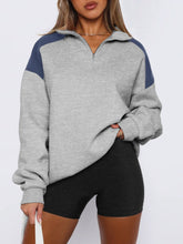 Load image into Gallery viewer, Contrast Quarter Zip Long Sleeve Sweatshirt