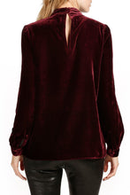 Load image into Gallery viewer, Cutout Long Sleeve Velvet Blouse